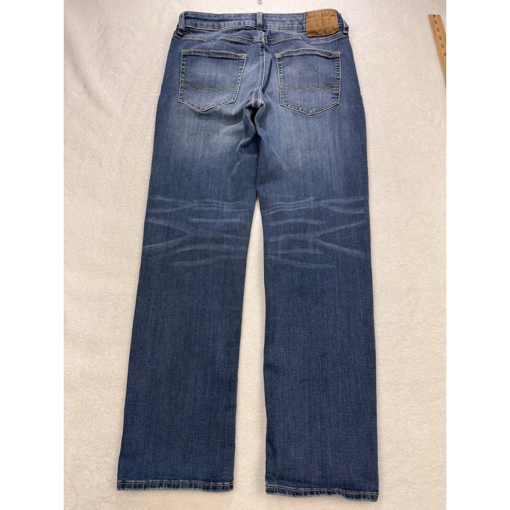 American Eagle Jeans Men 32x32 Blue Straight Flex Whisker Distress Stretch Denim - Picture 3 of 9